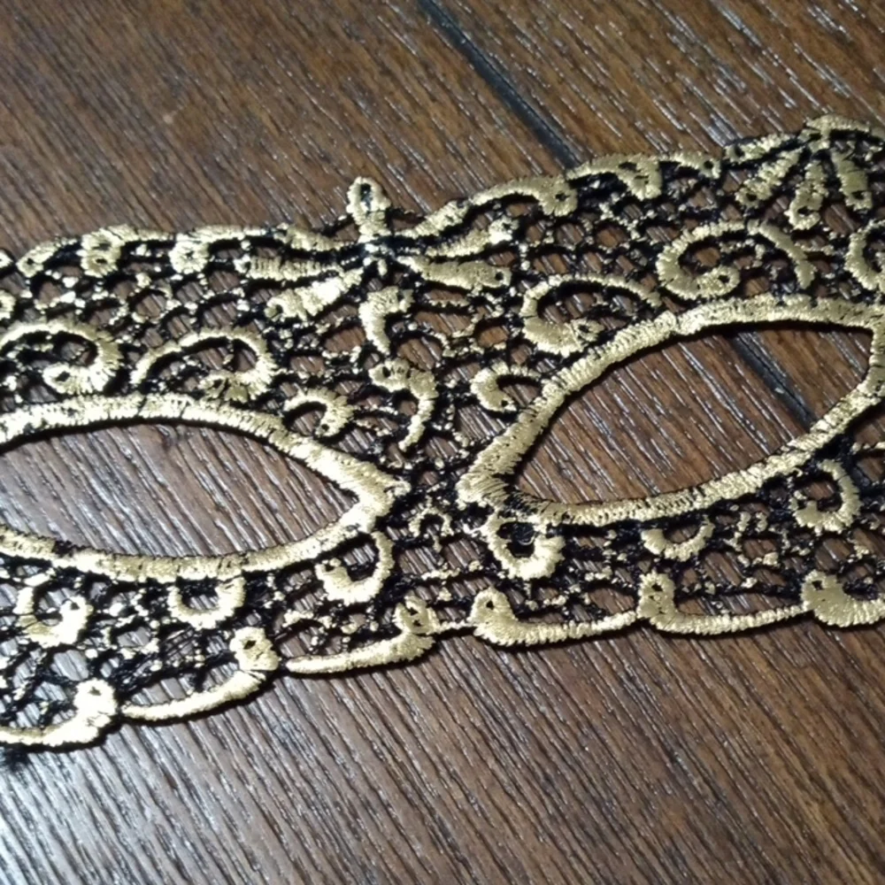2/$16 Elegant Black and Gold Lace Mask